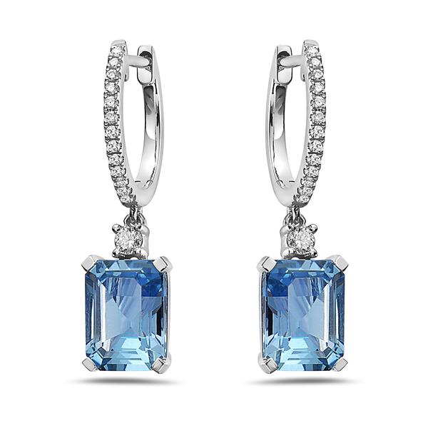 View 14Kw or y/14kr Gold Blue Topaz Earrings