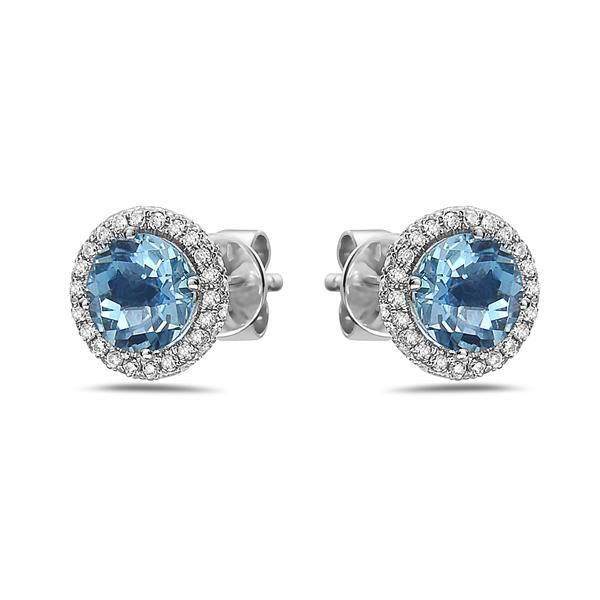 View 14Kw or y/14kr Gold Blue Topaz Earrings