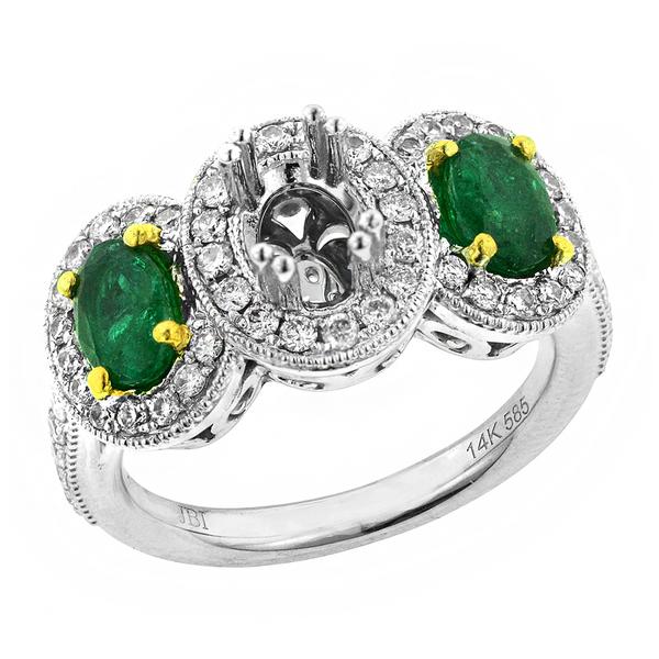 View 14Kw or y/14kr Gold Emerald Ring