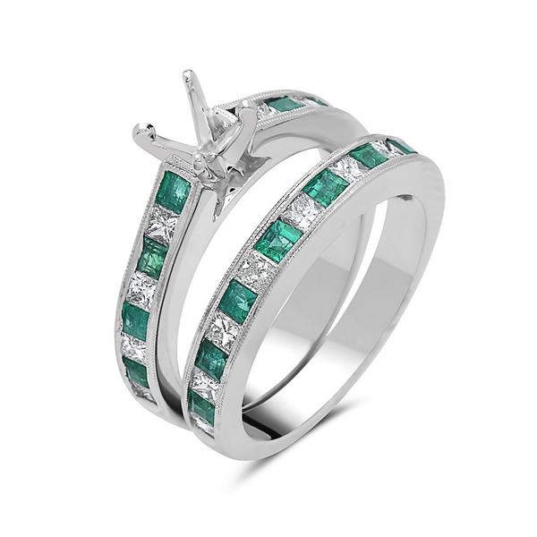 View 14Kw or y/14kr Gold Emerald Ring
