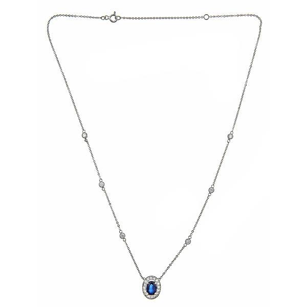 View 14Kw or y/14kr Gold Sapphire Necklace