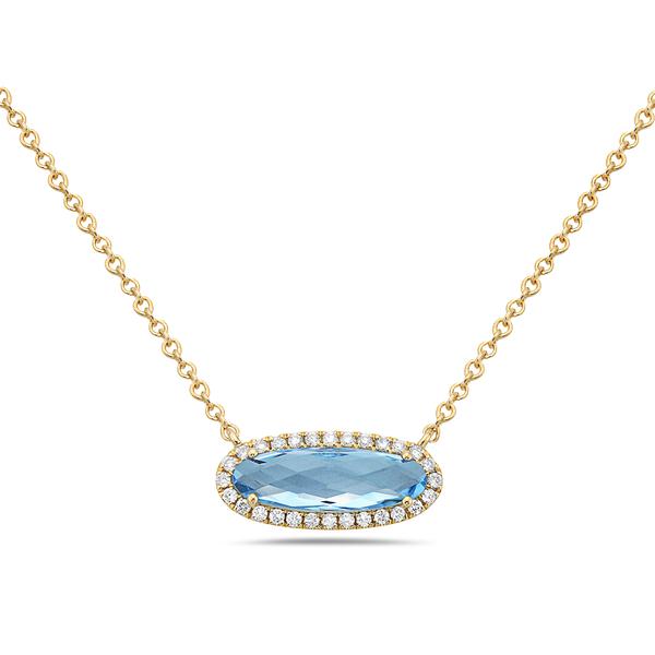 View 14Kw or y/14kr Gold Blue Topaz Necklace