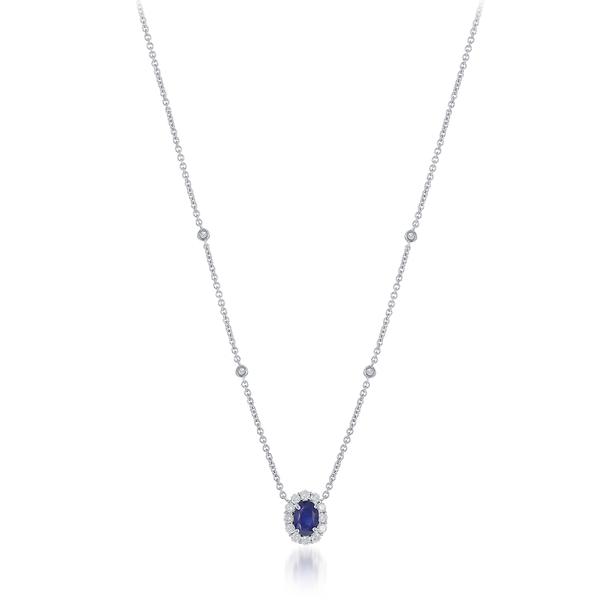 View 14Kw or y/14kr Gold Sapphire Necklace