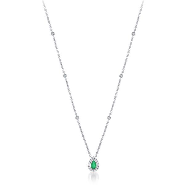 View 18Kw or 18ky/ 18kr Gold Emerald Necklace