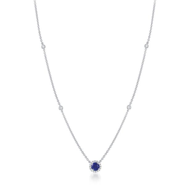 View 18Kw or 18ky/ 18kr Gold Sapphire Necklace