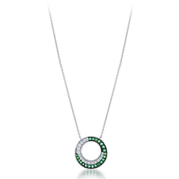 View 14Kw or y/14kr Gold Emerald Necklace