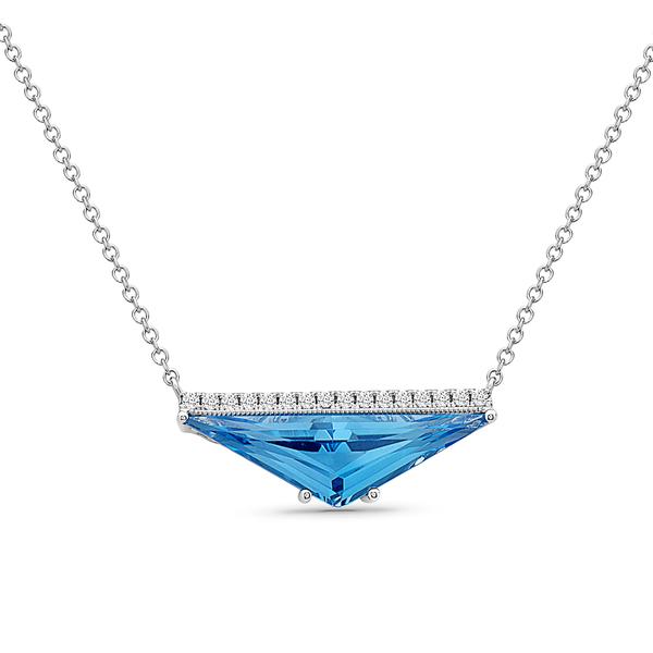 View 14Kw or y/14kr Gold Blue Topaz Necklace