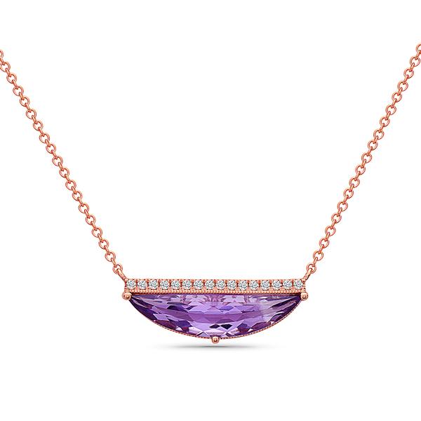 View 14Kw or y/14kr Gold Amethyst Necklace