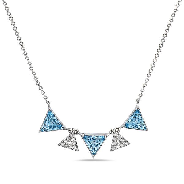 View 14Kw or y/14kr Gold Blue Topaz Necklace