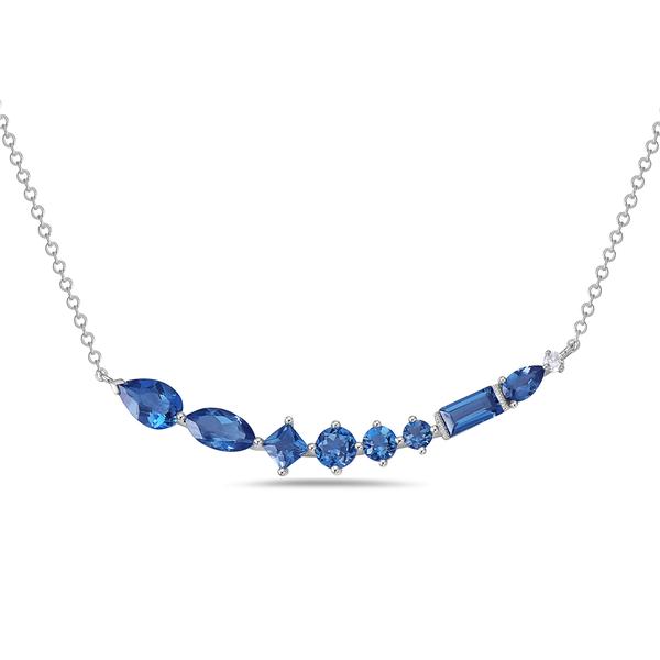 View 14Kw or y/14kr Gold Light Blue Topaz Necklace