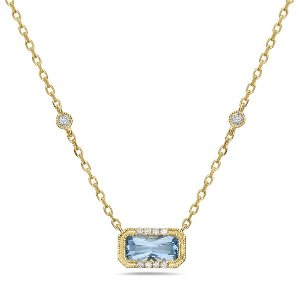 View 14Kw or y/14kr Gold Blue Topaz Necklace