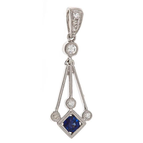 View 14Kw or y/14kr Gold Sapphire Pendant