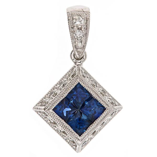 View 14Kw or y/14kr Gold Sapphire Pendant