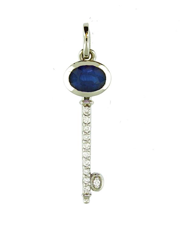 View 14Kw or y/14kr Gold Sapphire Pendant