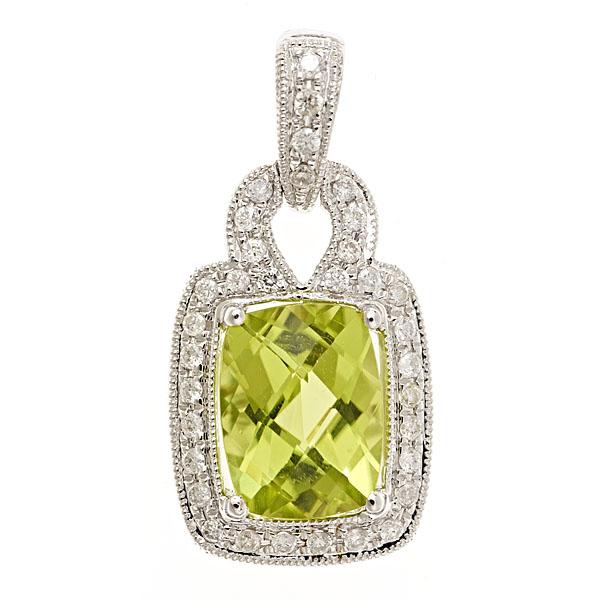 View 14Kw or y/14kr Gold Peridot Pendant