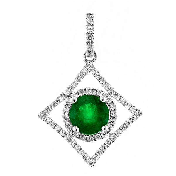 View 14Kw or y/14kr Gold Emerald Pendant