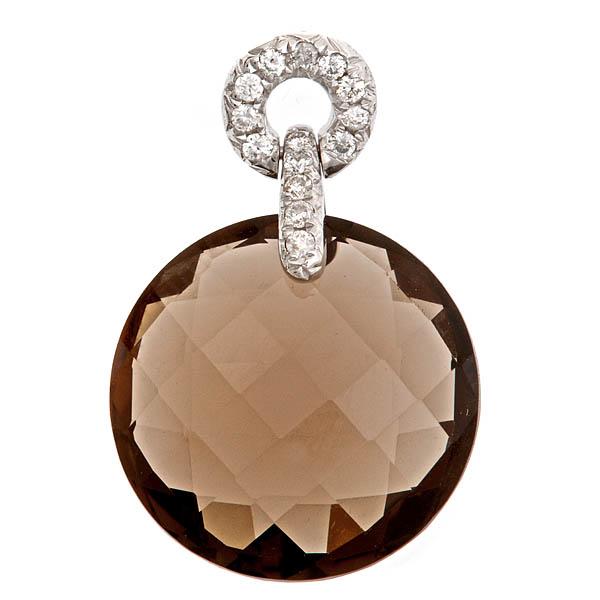 View White  Gold Smoky Quartz Pendant