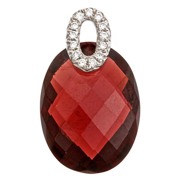 View 14Kw or y/14kr Gold Garnet Pendant