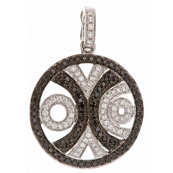 View 14Kw or y/14kr Gold Black Diamond Pendant