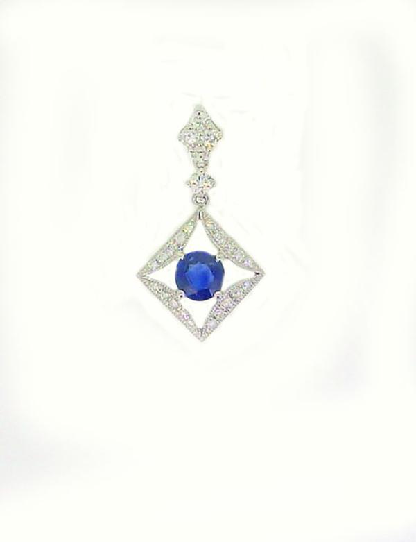 View 14Kw or y/14kr Gold Sapphire Pendant