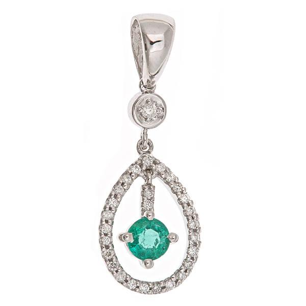 View 14Kw or y/14kr Gold Emerald Pendant