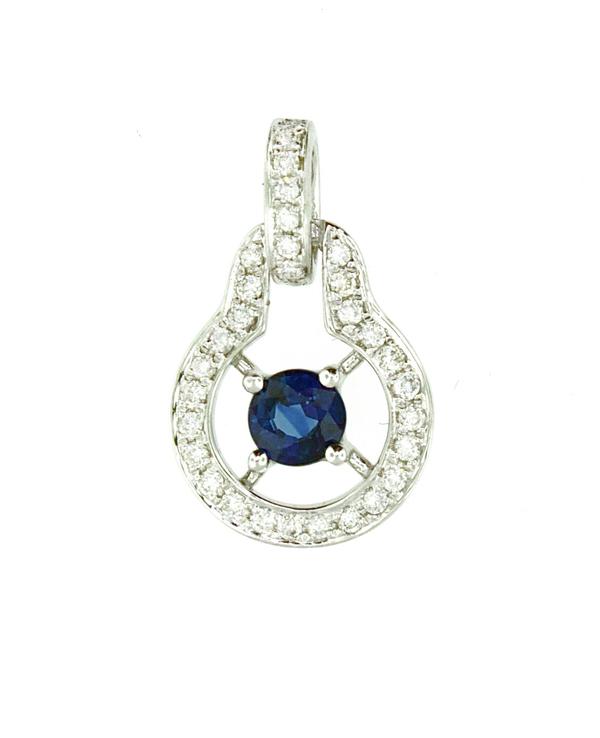 View 14Kw or y/14kr Gold Sapphire Pendant