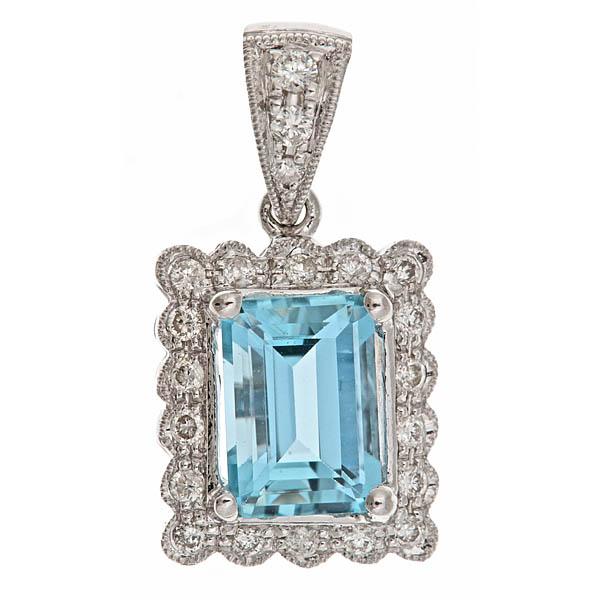 View 14Kw or y/14kr Gold Aquamarine Pendant