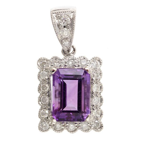 View 14Kw or y/14kr Gold Amethyst Pendant