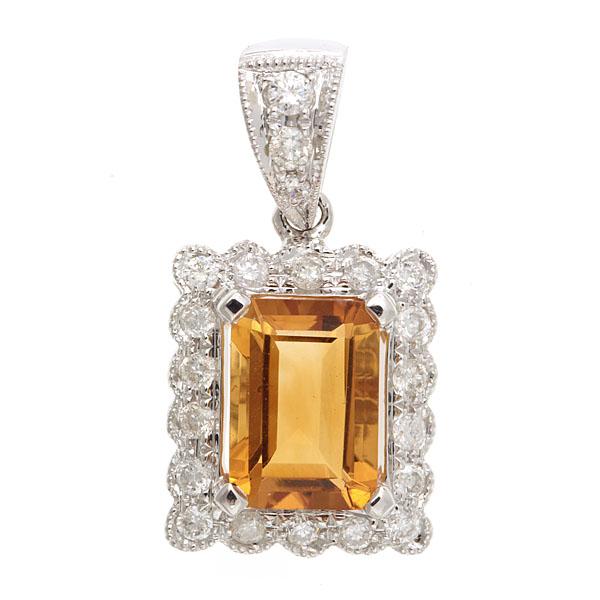 View 14Kw or y/14kr Gold Citrine Pendant