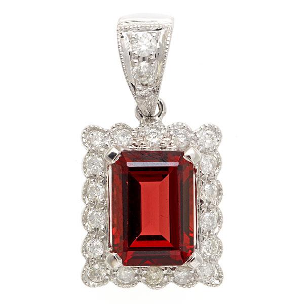 View 14Kw or y/14kr Gold Garnet Pendant
