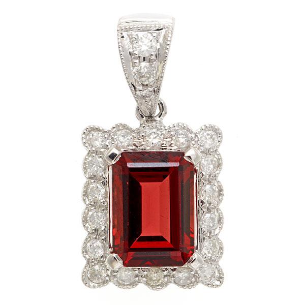 View 14Kw or y/14kr Gold Garnet Pendant