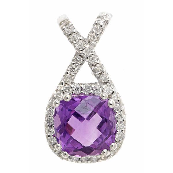 View 14Kw or y/14kr Gold Amethyst Pendant