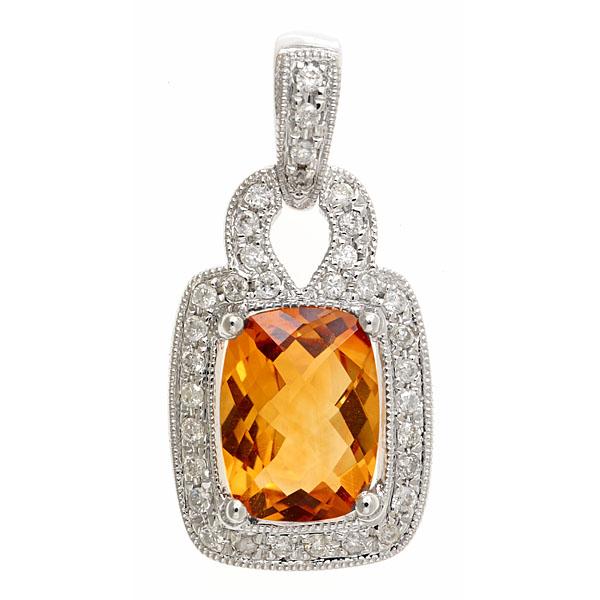View 14Kw or y/14kr Gold Citrine Pendant