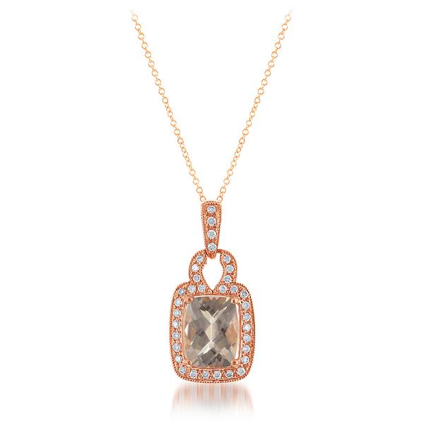 View 14Kw or y/14kr Gold Morganite Pendant