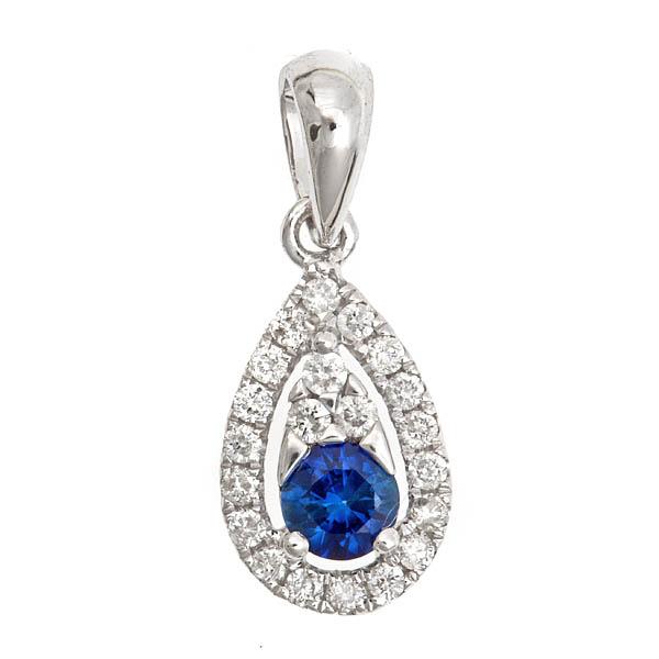 View 14Kw or y/14kr Gold Sapphire Pendant