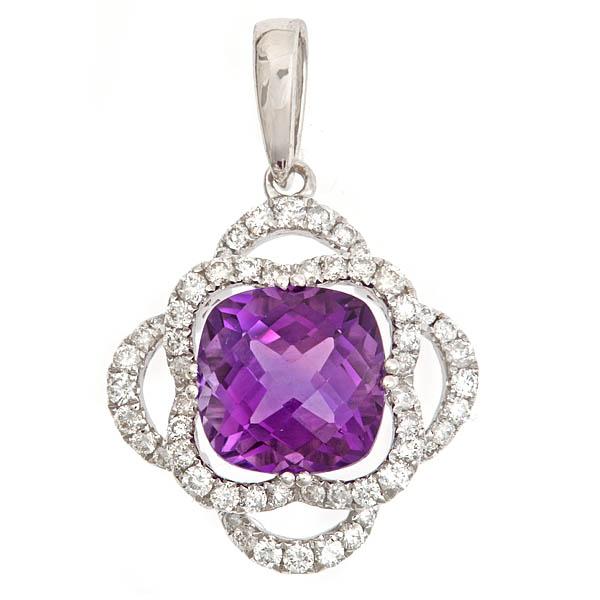 View 14Kw or y/14kr Gold Amethyst Pendant