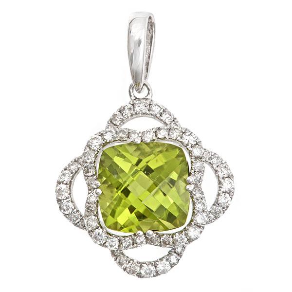 View 14Kw or y/14kr Gold Peridot Pendant