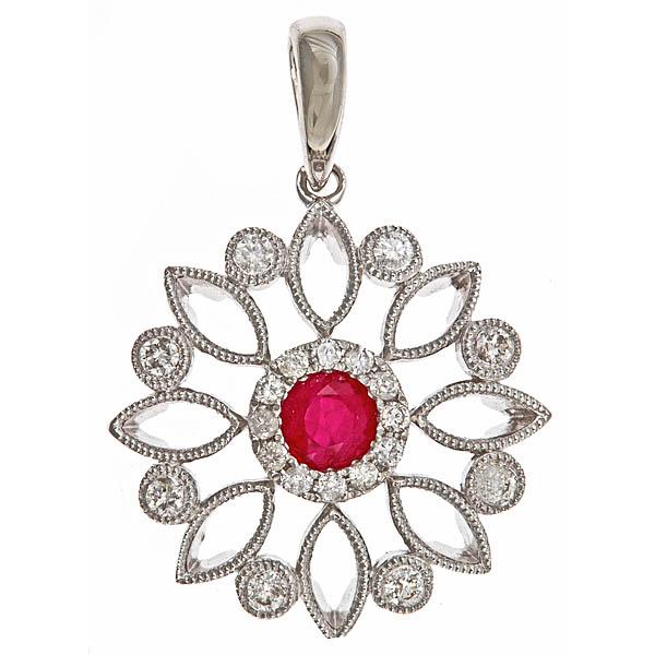 View 14Kw or y/14kr Gold Ruby Pendant