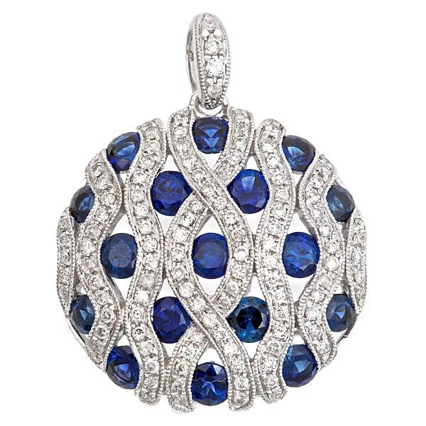 View 14Kw or y/14kr Gold Sapphire Pendant