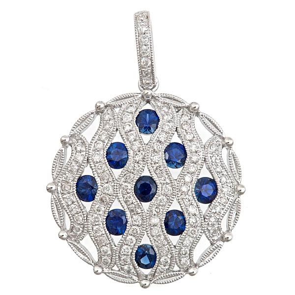 View 14Kw or y/14kr Gold Sapphire Pendant