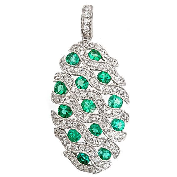 View 14Kw or y/14kr Gold Emerald Pendant