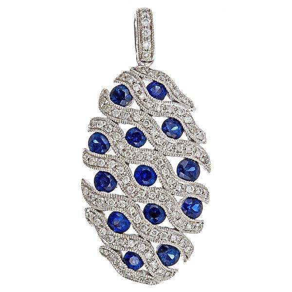 View 14Kw or y/14kr Gold Sapphire Pendant