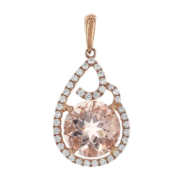 View 14Kw or y/14kr Gold Morganite Pendant