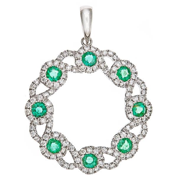 View 14Kw or y/14kr Gold Emerald Pendant