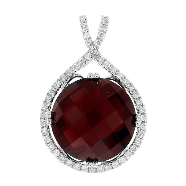 View 14Kw or y/14kr Gold Garnet Pendant