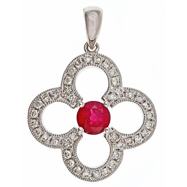 View 14Kw or y/14kr Gold Ruby Pendant