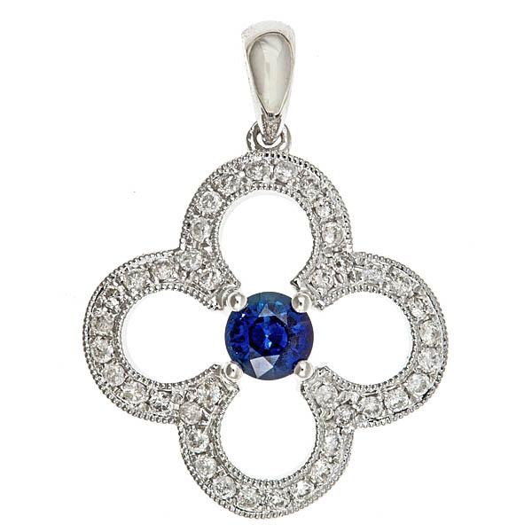 View 14Kw or y/14kr Gold Sapphire Pendant