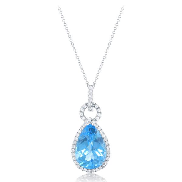 View 14Kw or y/14kr Gold Blue Topaz Pendant