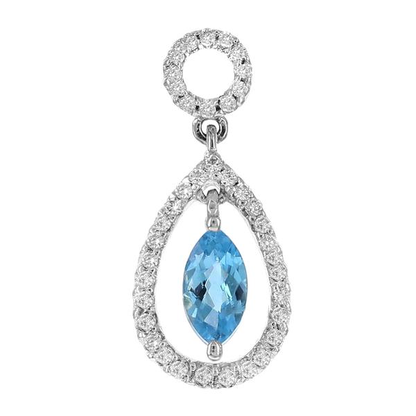 View 14Kw or y/14kr Gold Blue Topaz Pendant