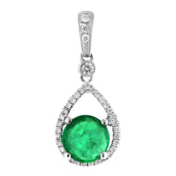 View 14Kw or y/14kr Gold Emerald Pendant